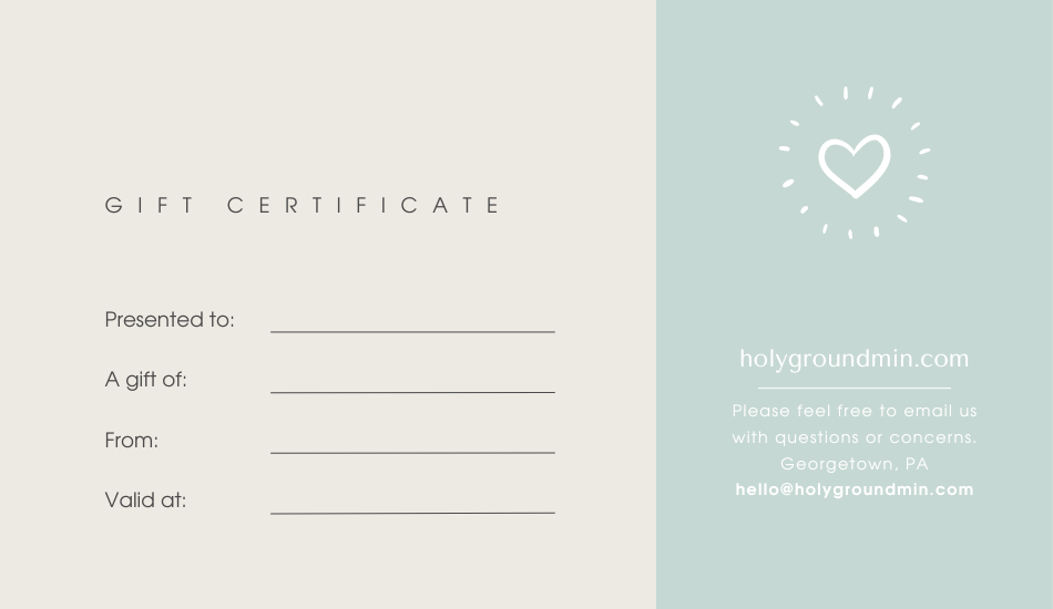 Holy Ground Ministries Gift Certificate